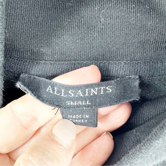 ✅ ALL SAINTS BLACK ASYMMETRICAL CREW NECK LONG SLEEVE SWEATSHIRT SIZE SMALL - Picture 3 of 9